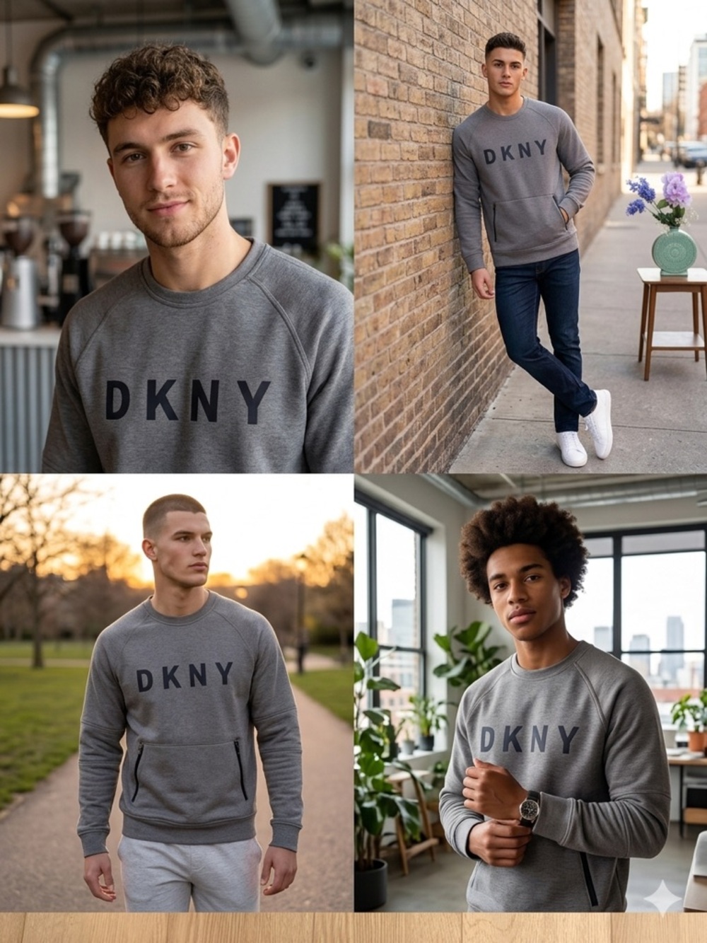 DKNY Gray Logo Crewneck Sweatshirt - Men's Classic Pullover Size S